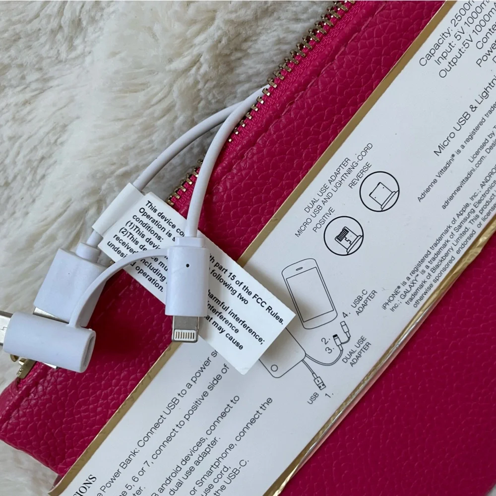 Adrienne Vittadini charging wallet w/ RIFD protection brand new in case magenta